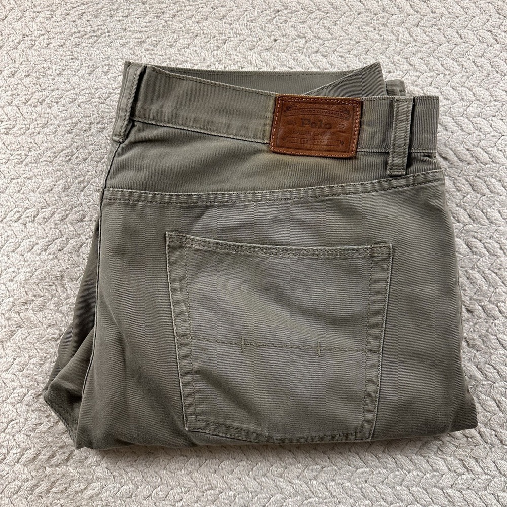 Polo Ralph Lauren 650 Straight Leg Pants Men's 36x32 Green Cotton Chino Travel - Picture 4 of 16